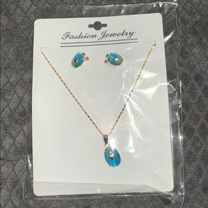 A set of a necklace and earrings